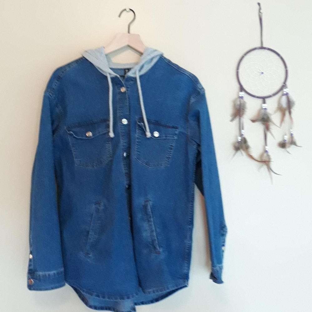 H&M Oversized Hooded Denim Jacket Shirt